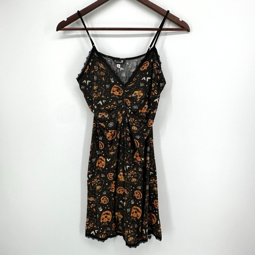 Sourpuss Jack O Lantern Cat Dolly Babydoll Sleeveless Dress Women's Gothic XL